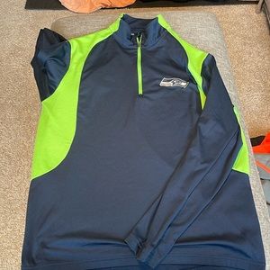 Seattle Seahawks Sweater Womens Medium Blue 1/2 Zip Pullover Sweatshirt …